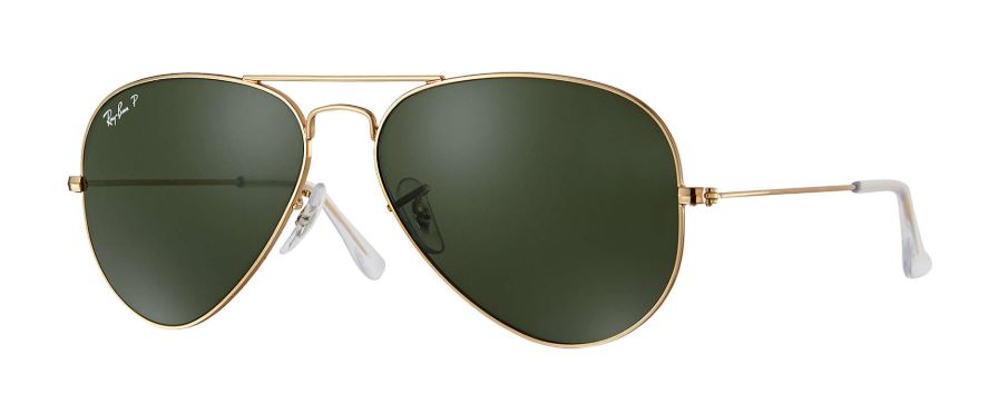 Ray Ban Aviator Large Metal Polarized Sunglasses Gold Crystal Green Aviator