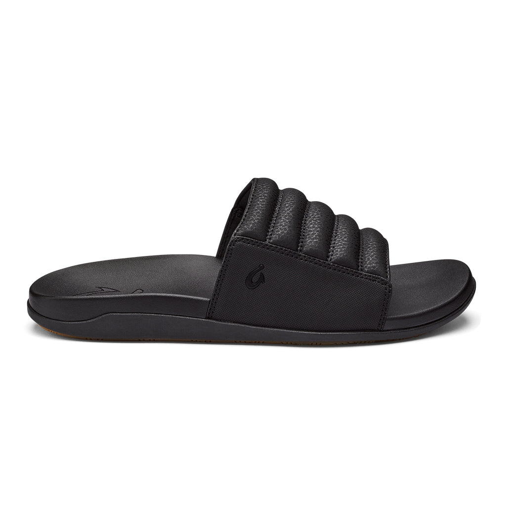 Olukai Maha Olu Slide Sandal 4040-Black-Black 9