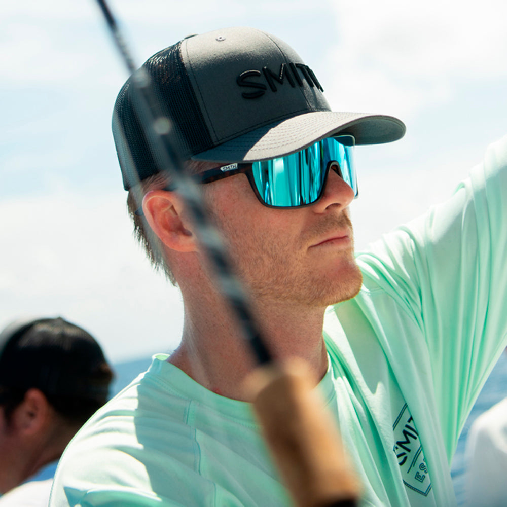 Smith Boomtown Polarized Sunglasses MatteBlack BlueMirror