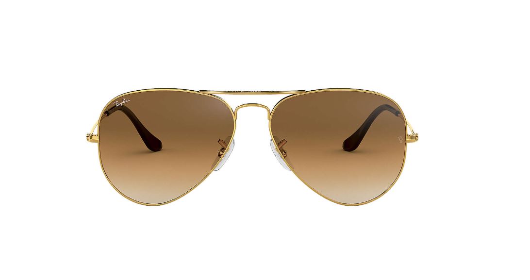 Ray Ban Aviator Large Metal Sunglasses Gold Crystal Brown Aviator