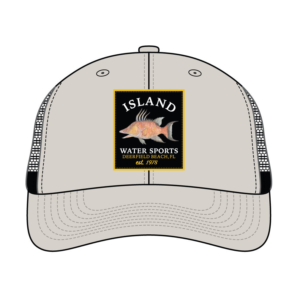 Island Water Sports Hogfish Trucker Hat Stone OS