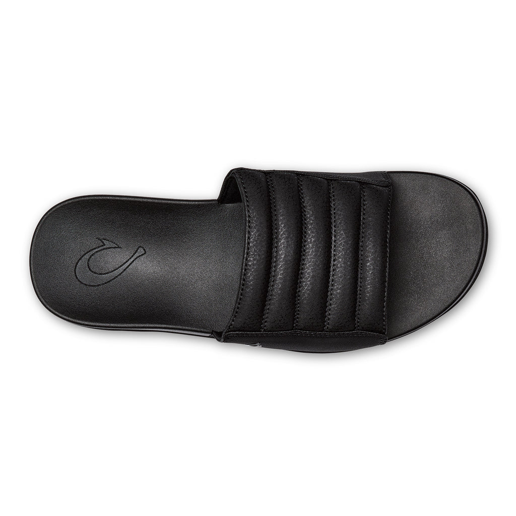 Olukai Maha Olu Slide Sandal 4040-Black-Black 9