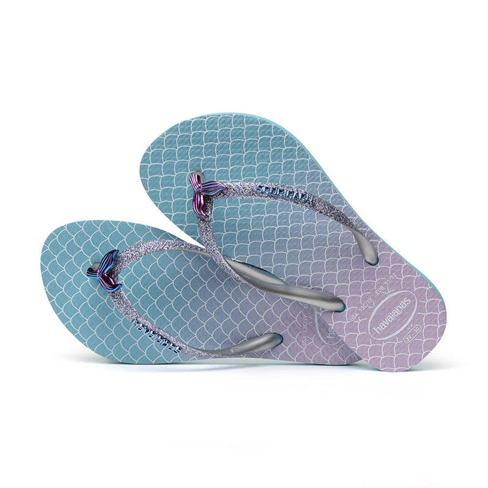 Havaianas Kids Slim Glitter Girls Sandal 0031-Blue 11 C