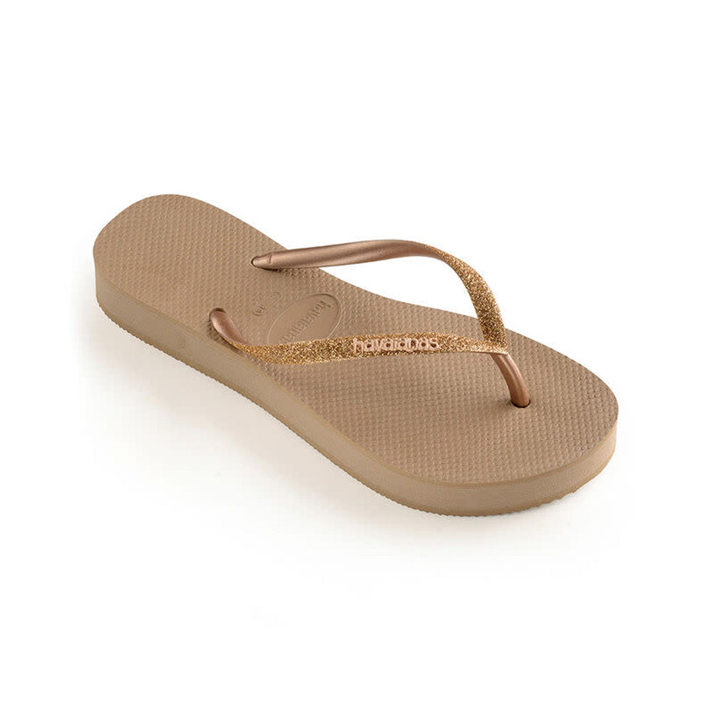 Havaianas Slim Flatform Sparkle Womens Sandal 3581-Rose Gold 9