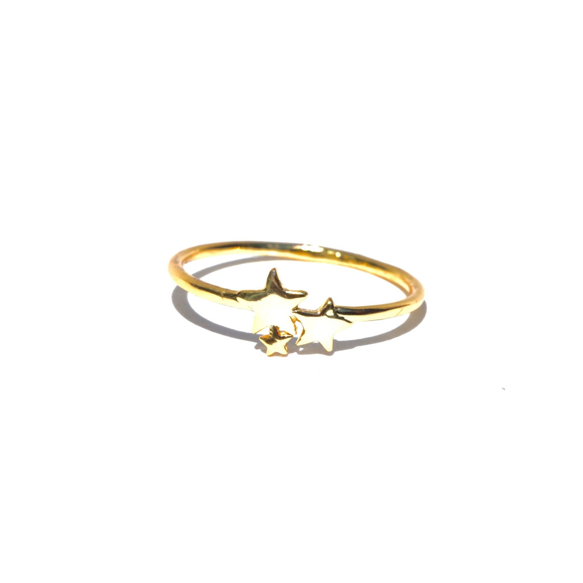 Silver Girl Triple Star Ring Gold 7
