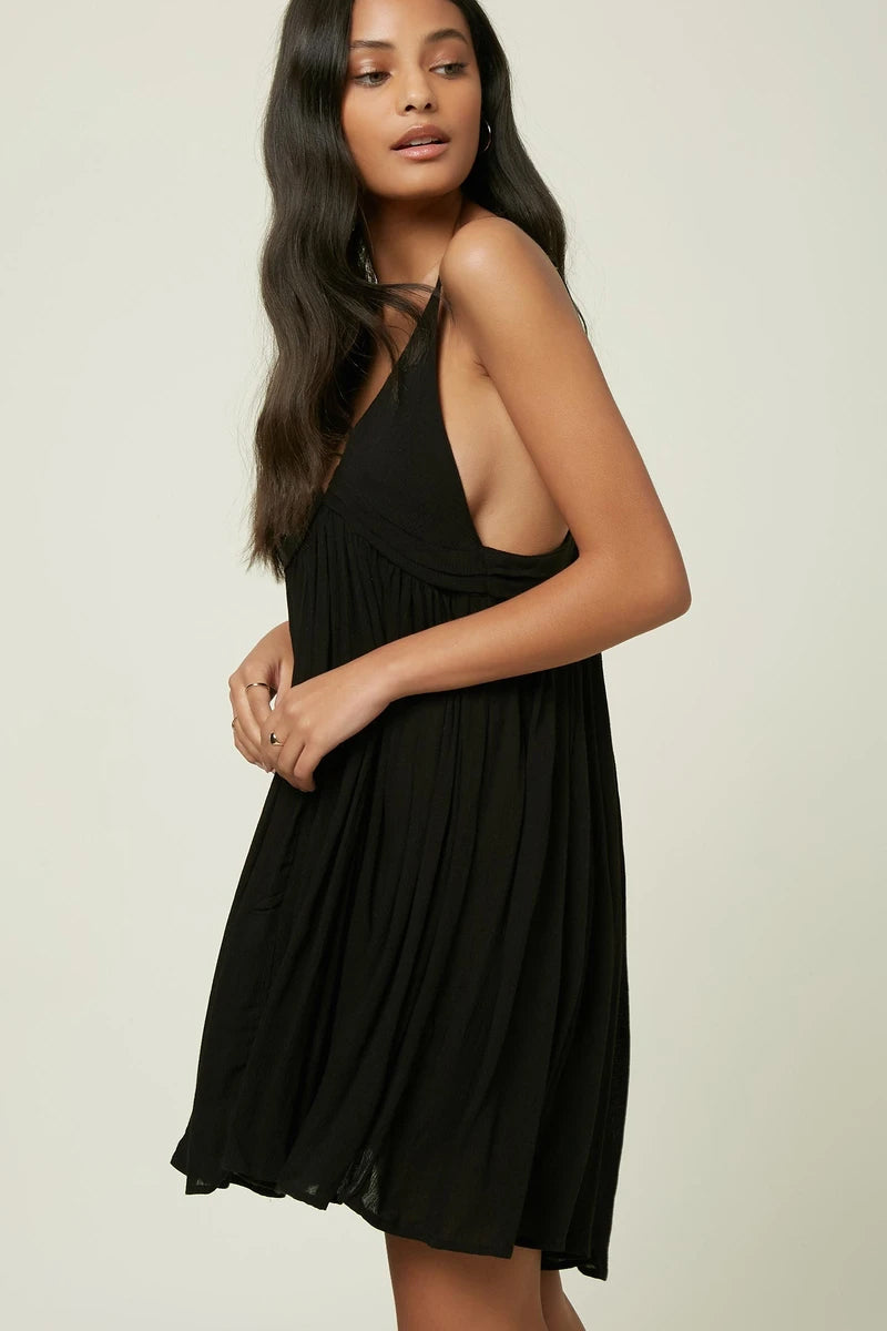 O'neill Saltwater Solids Stripe Tank Dress BLK-Black L