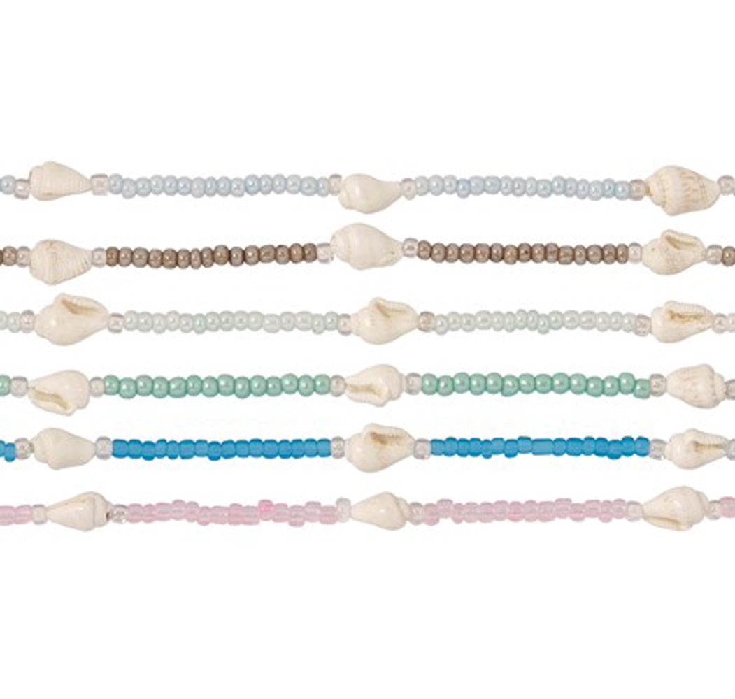 WAVE & PALMSASST'D SEED BEAD ANKLET