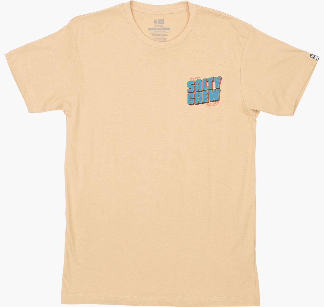 SALTY CREW GREETINGS PREMIUM S/S TEE CAMEL L