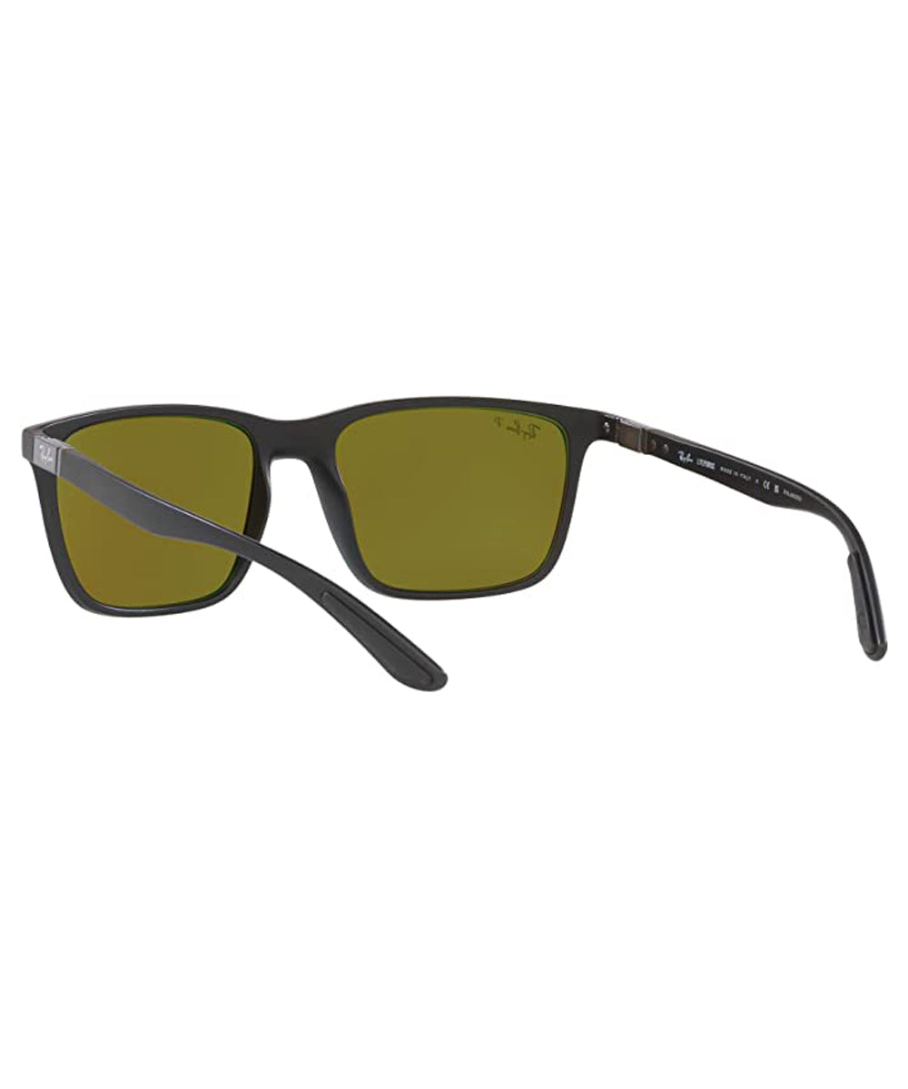 Ray Ban RB4385 Polarized Sunglasses MatteBlack GreenMirrorBlue