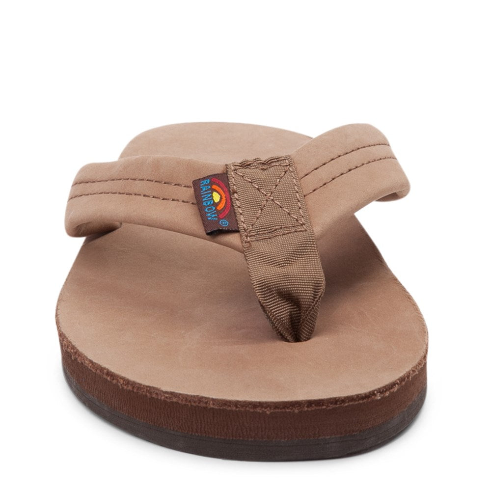 Rainbow Single Layer Leather Womens Sandal Dark Brown XL