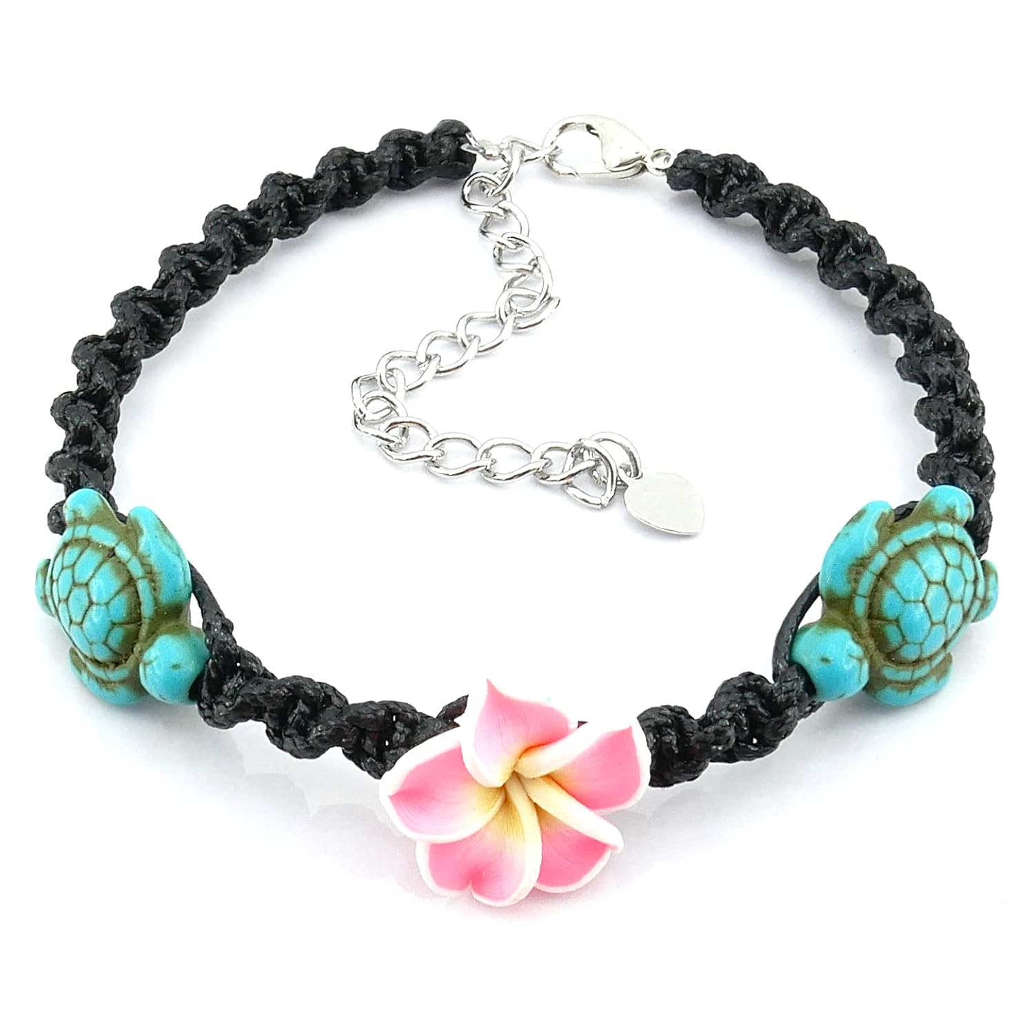 Wave & Palm Word Bracelet Pink/Turq OS