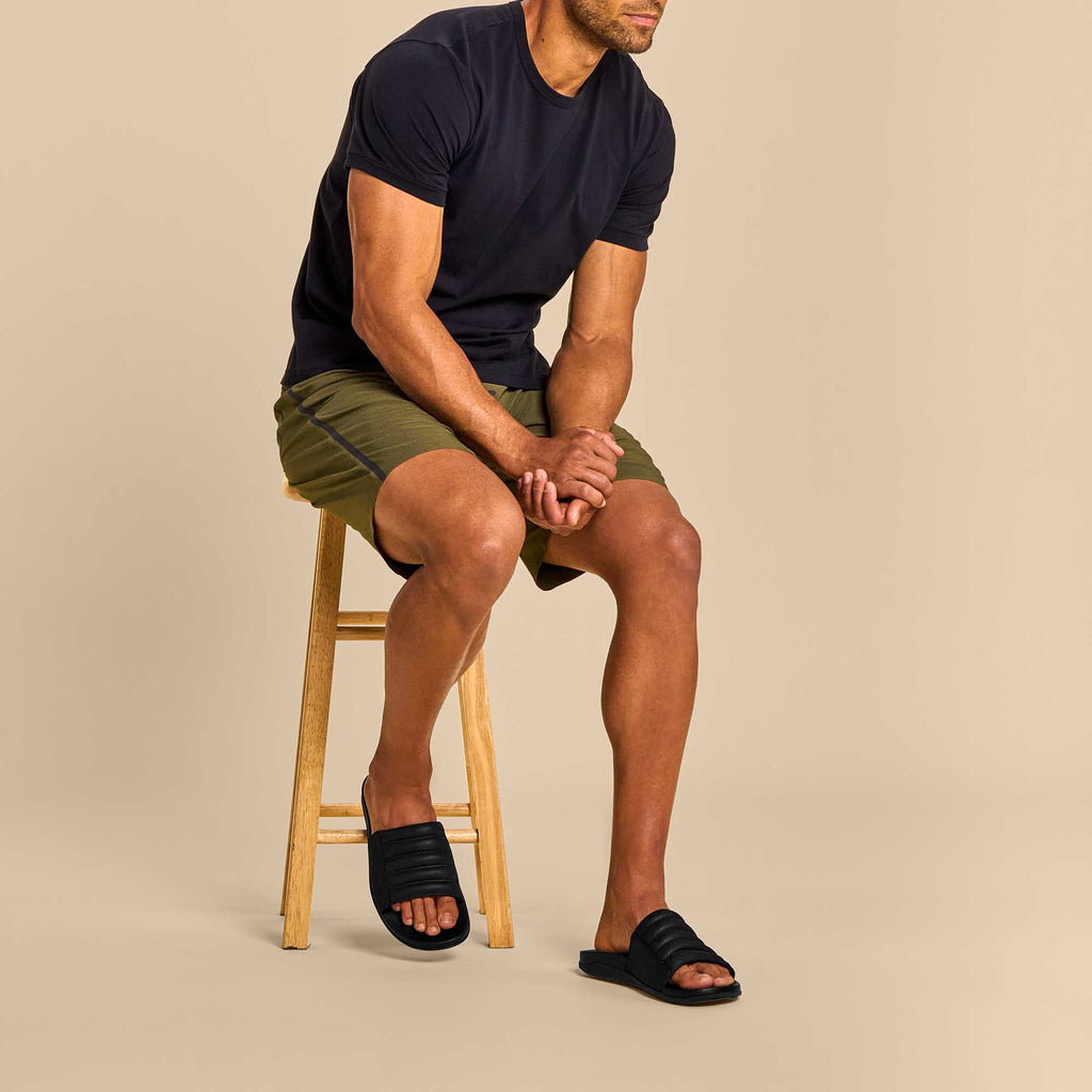 Olukai Maha Olu Slide Sandal 4040-Black-Black 9