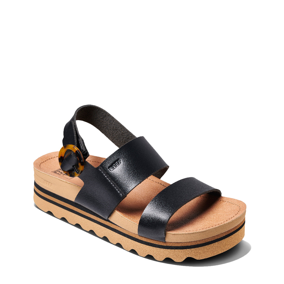 Reef Vista Hi Buckle Womens Sandal Black-Tan 10