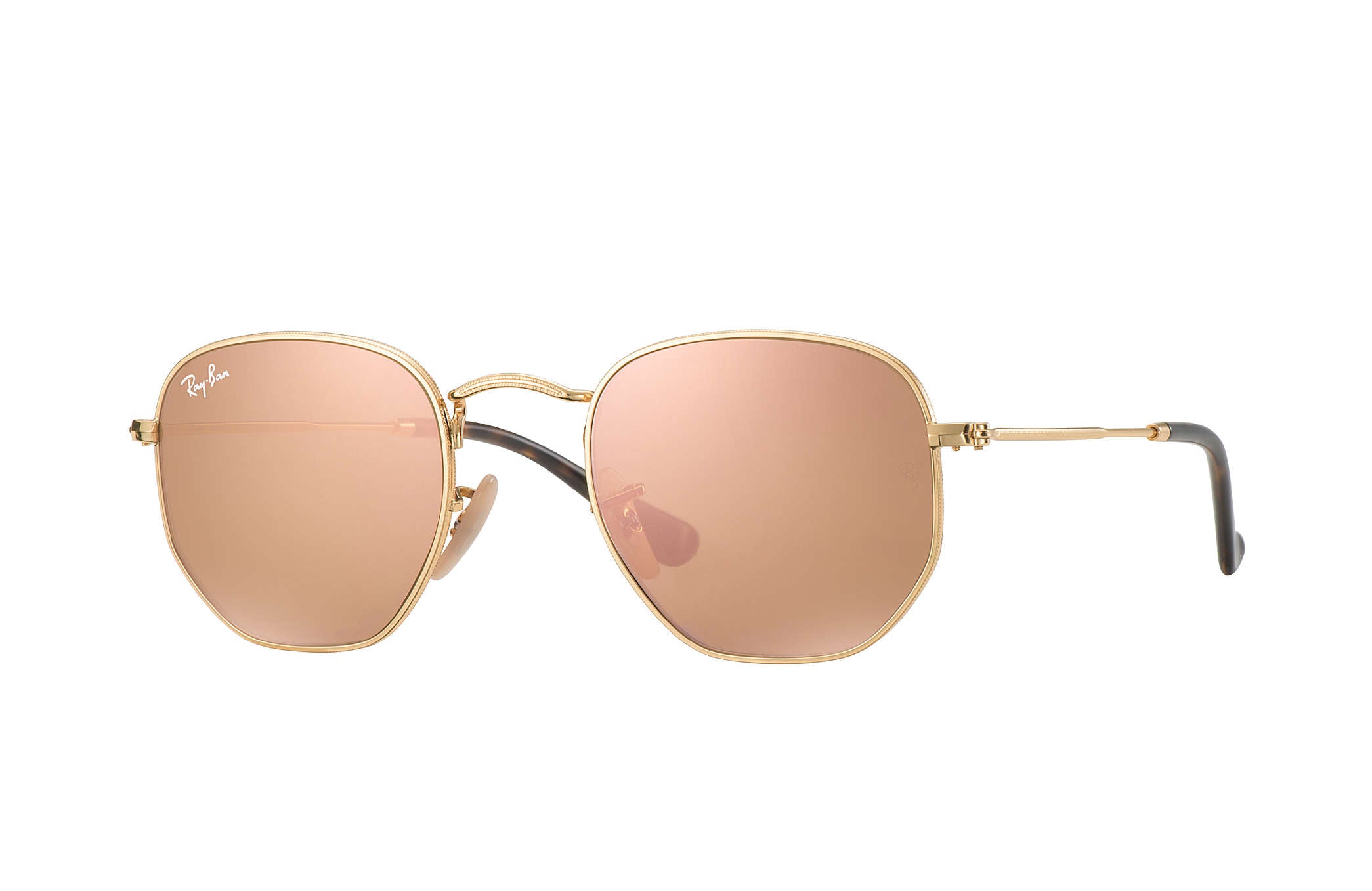 Ray Ban Hexagonal Polarized Sunglasses Gold CopperFlash Hexagonal