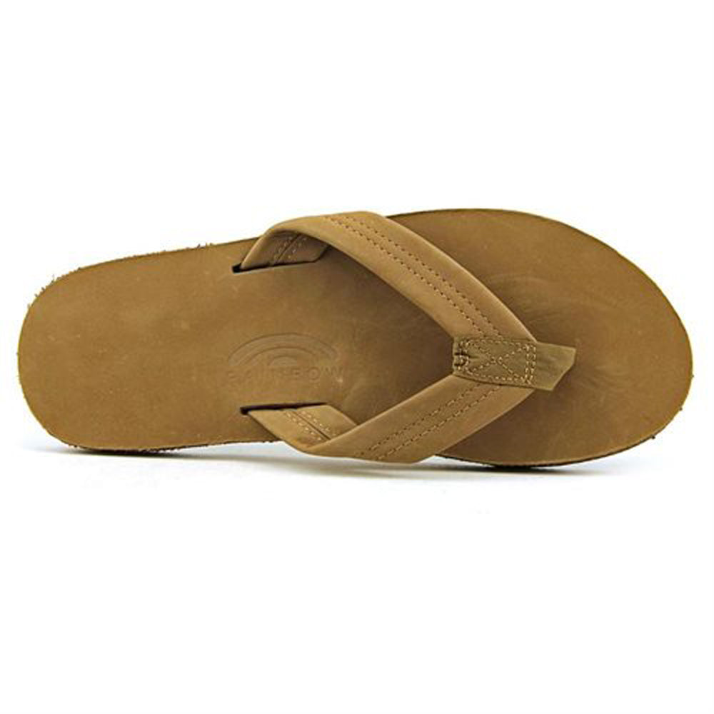 Rainbow Single Layer Leather Mens Sandal Dark Brown XL