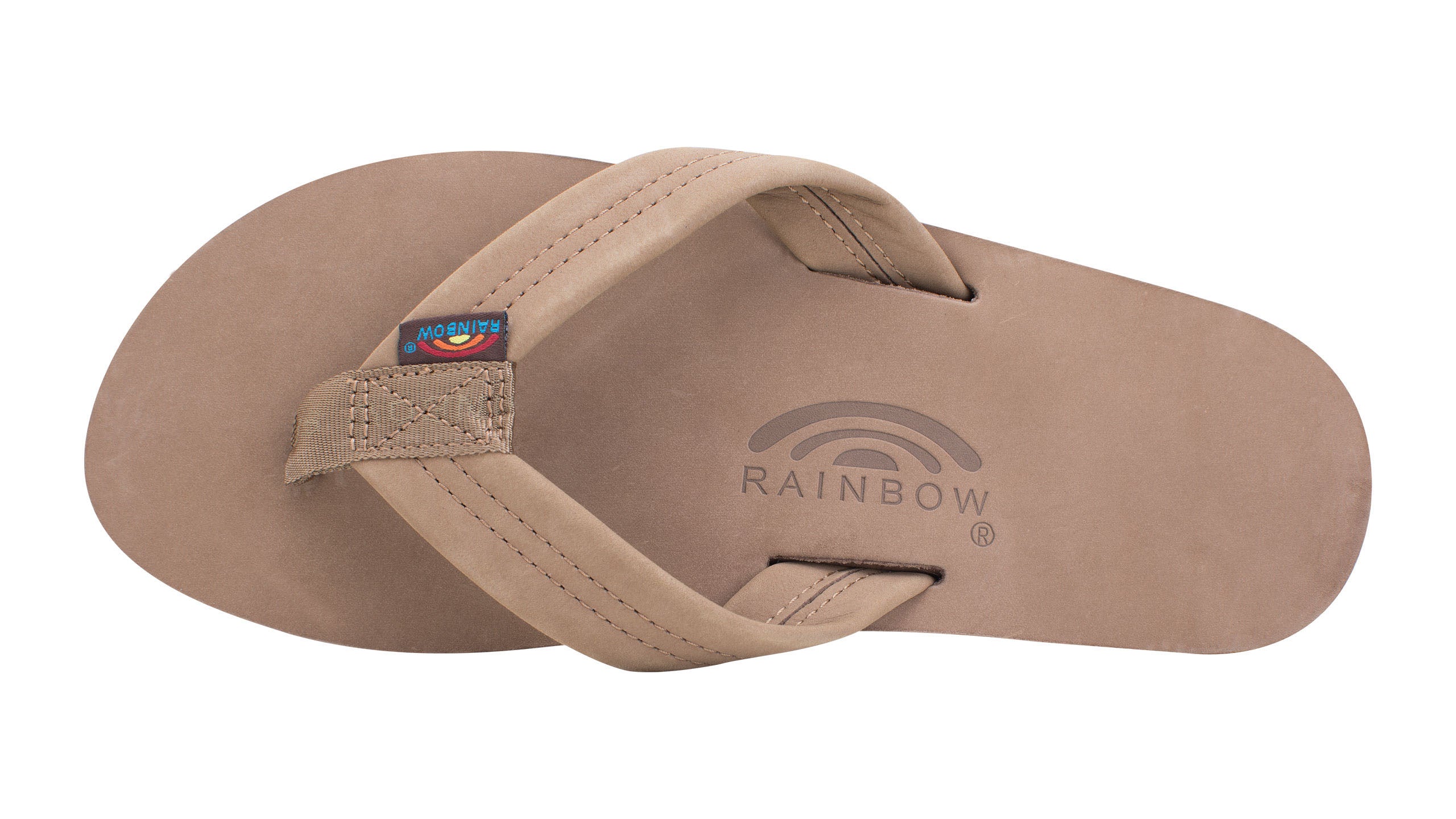 Rainbow Single Layer Leather Womens Sandal Dark Brown 11