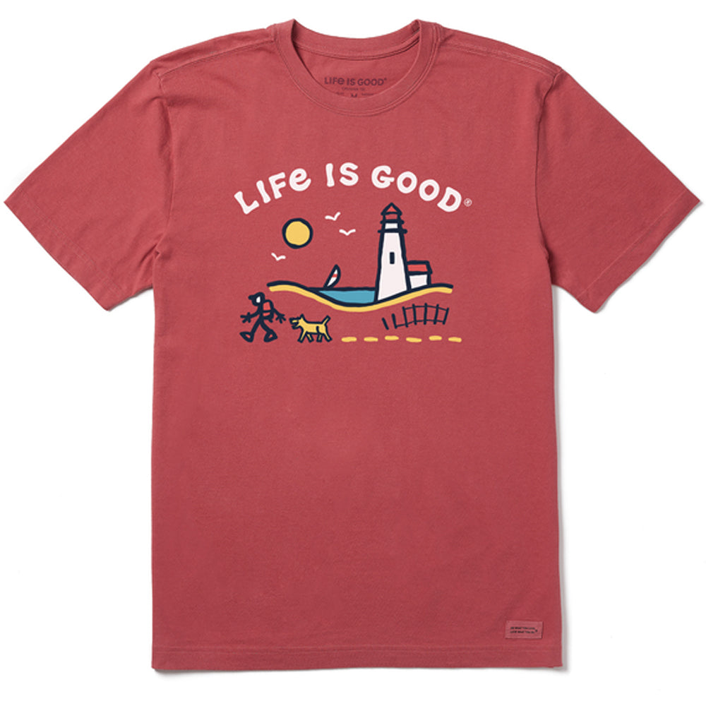 Life is Good Crusher Tee Jake and Rocket Lighthouse