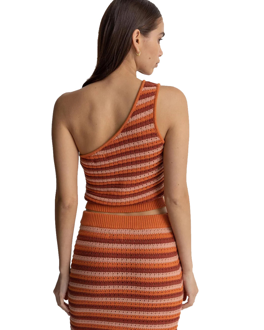 Rhythm Spirit One Shoulder Knit Stripe Top COR S