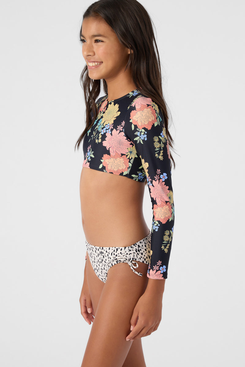 O'Neill Womens LS Crop Top Blk/Kalifloral L