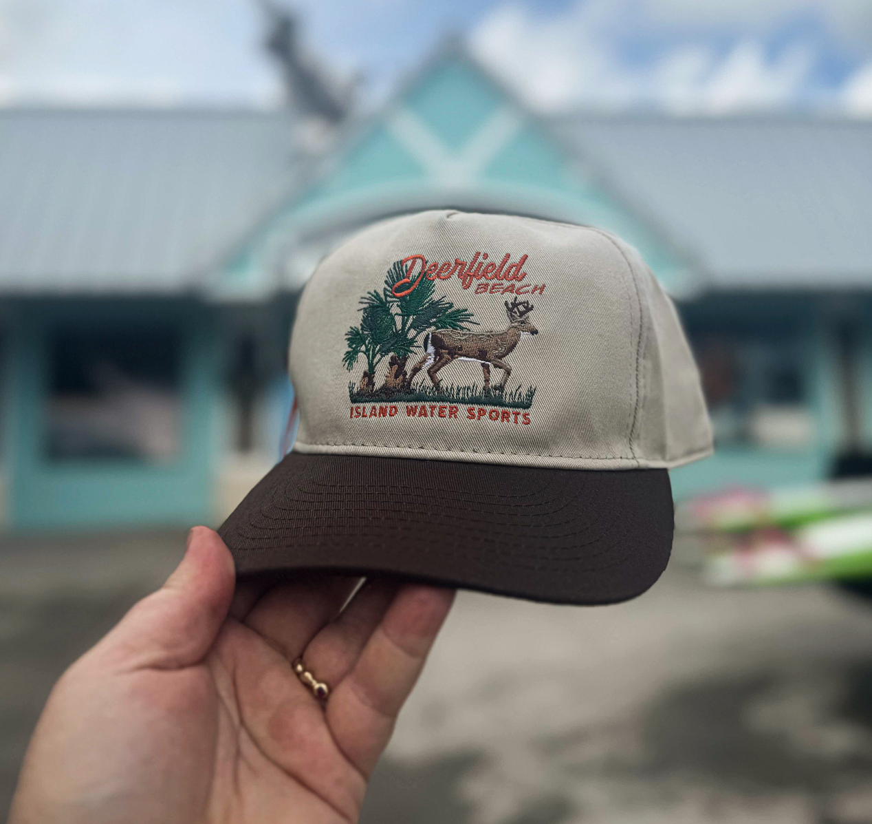 IWS DEER AND PALM HAT BROWN OS