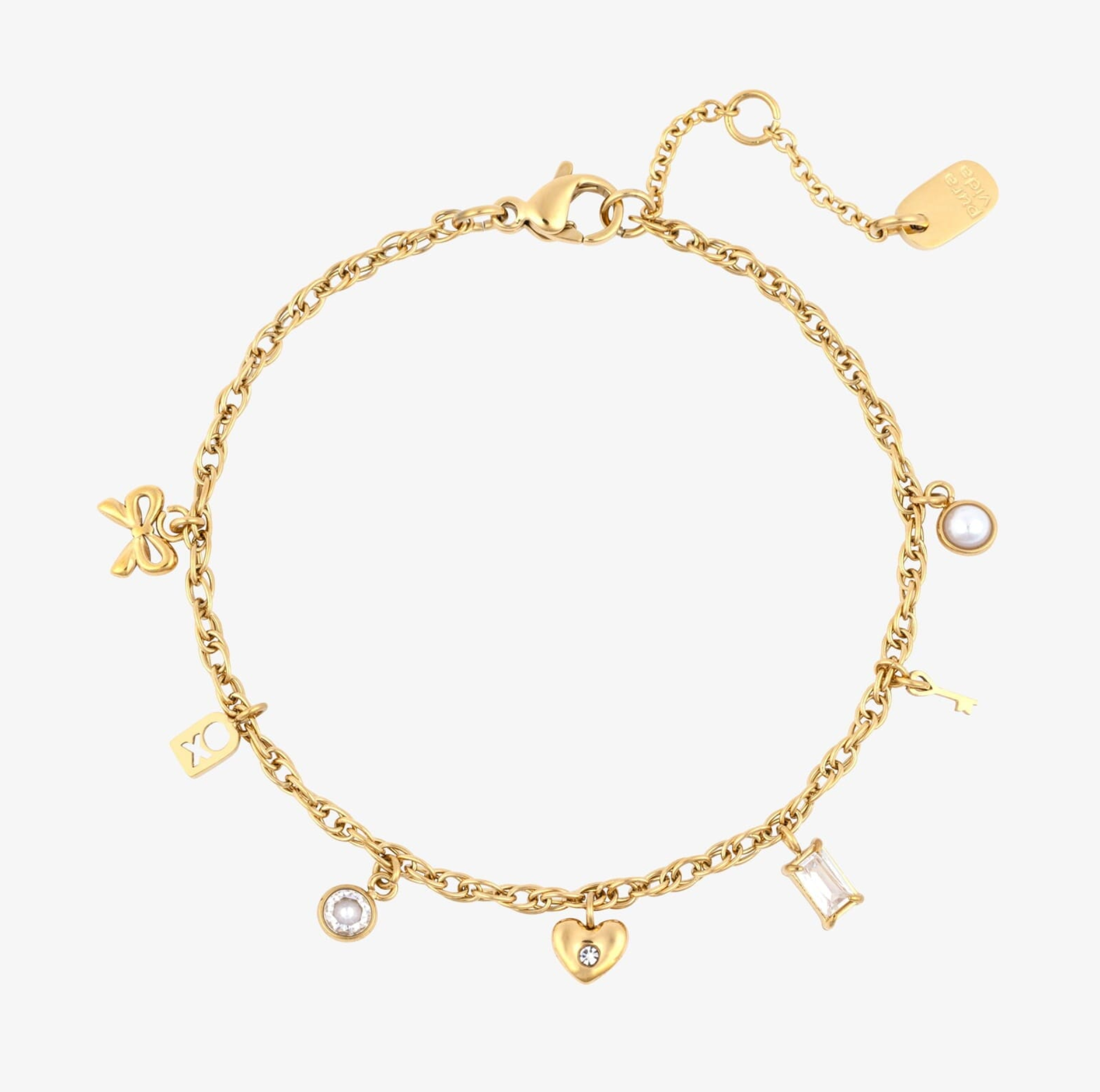 Pura Vida Love Charms Chain Gold Bracelet