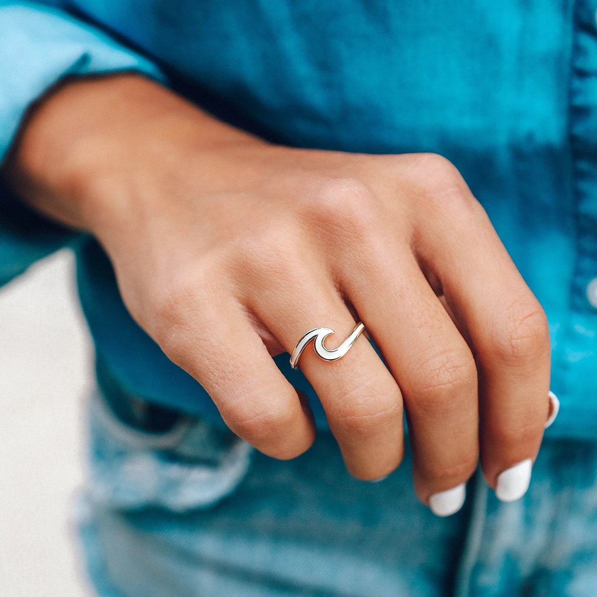 Puravida Wave Enamel Ring Silver 8