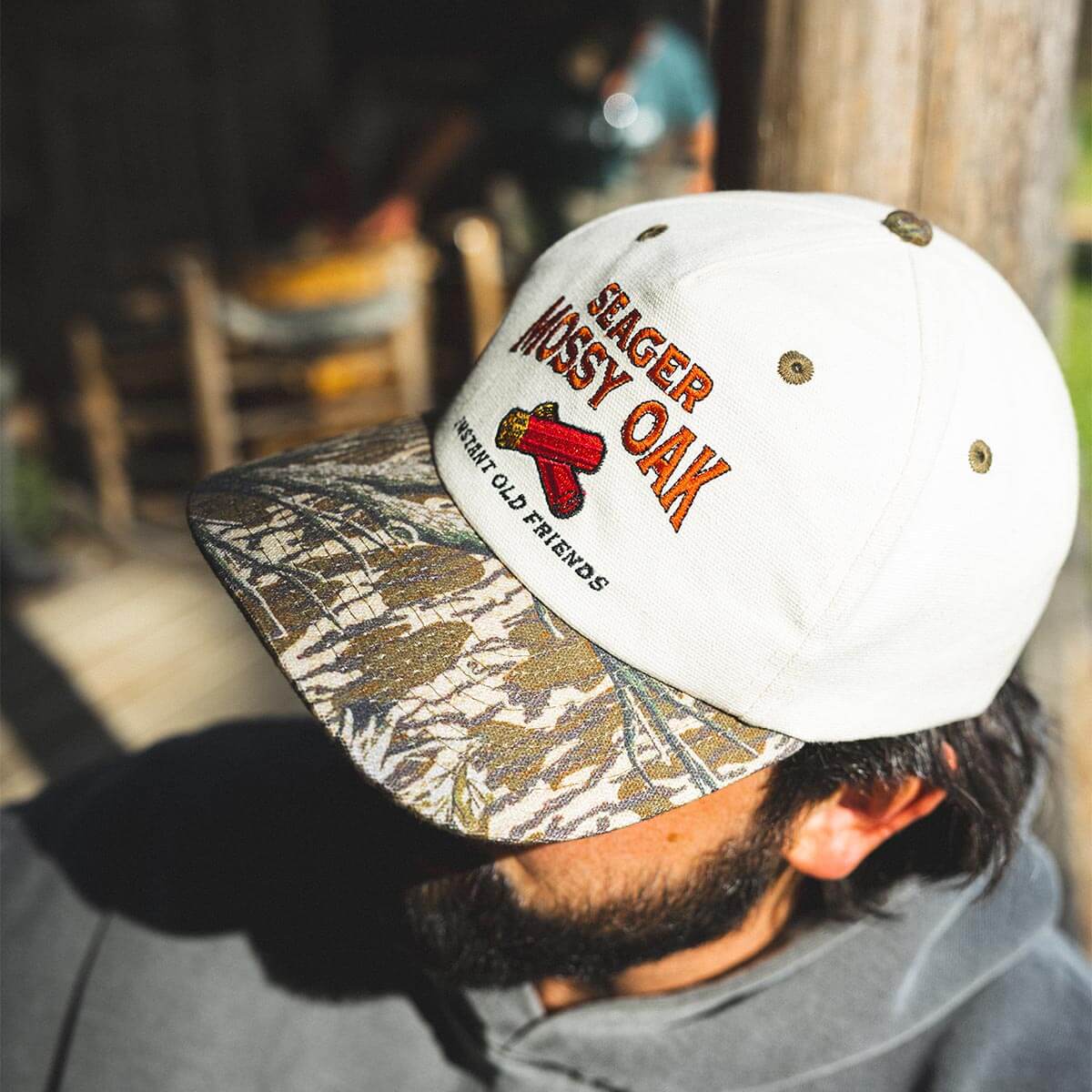 Seager X Mossy Oak Gone Hunting Snapback Hat Cream/CamoGreen OS