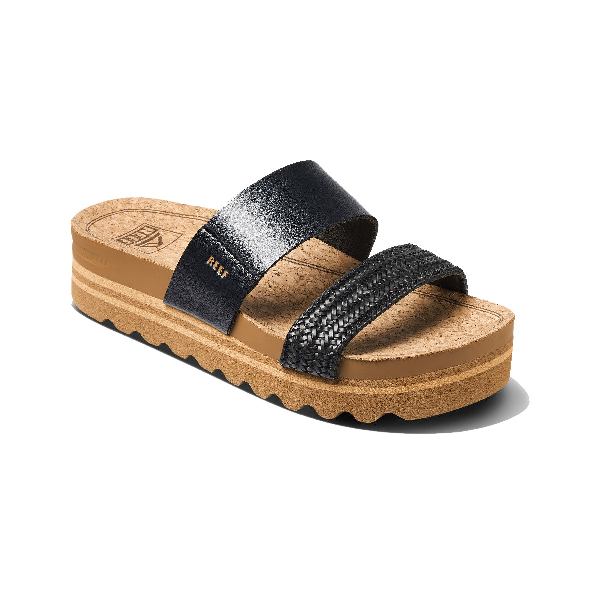 Reef Cushion Vista Hi Womens Sandal Black Braid 5