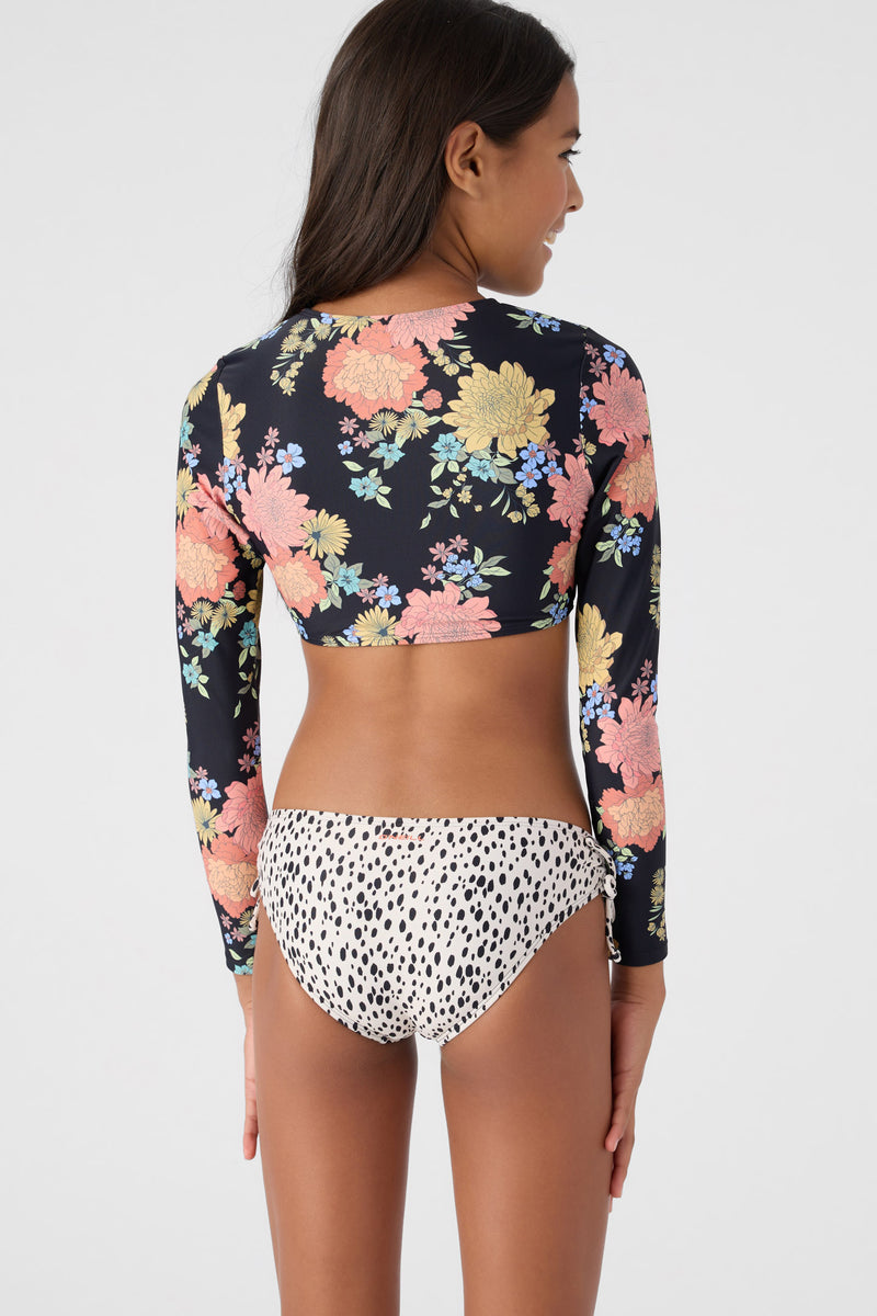 O'Neill Womens LS Crop Top Blk/Kalifloral L