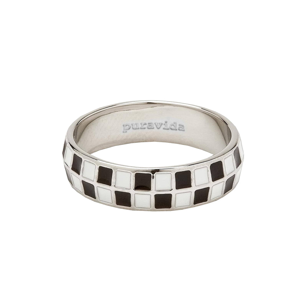 Puravida Checkerboard Ring SILV 8