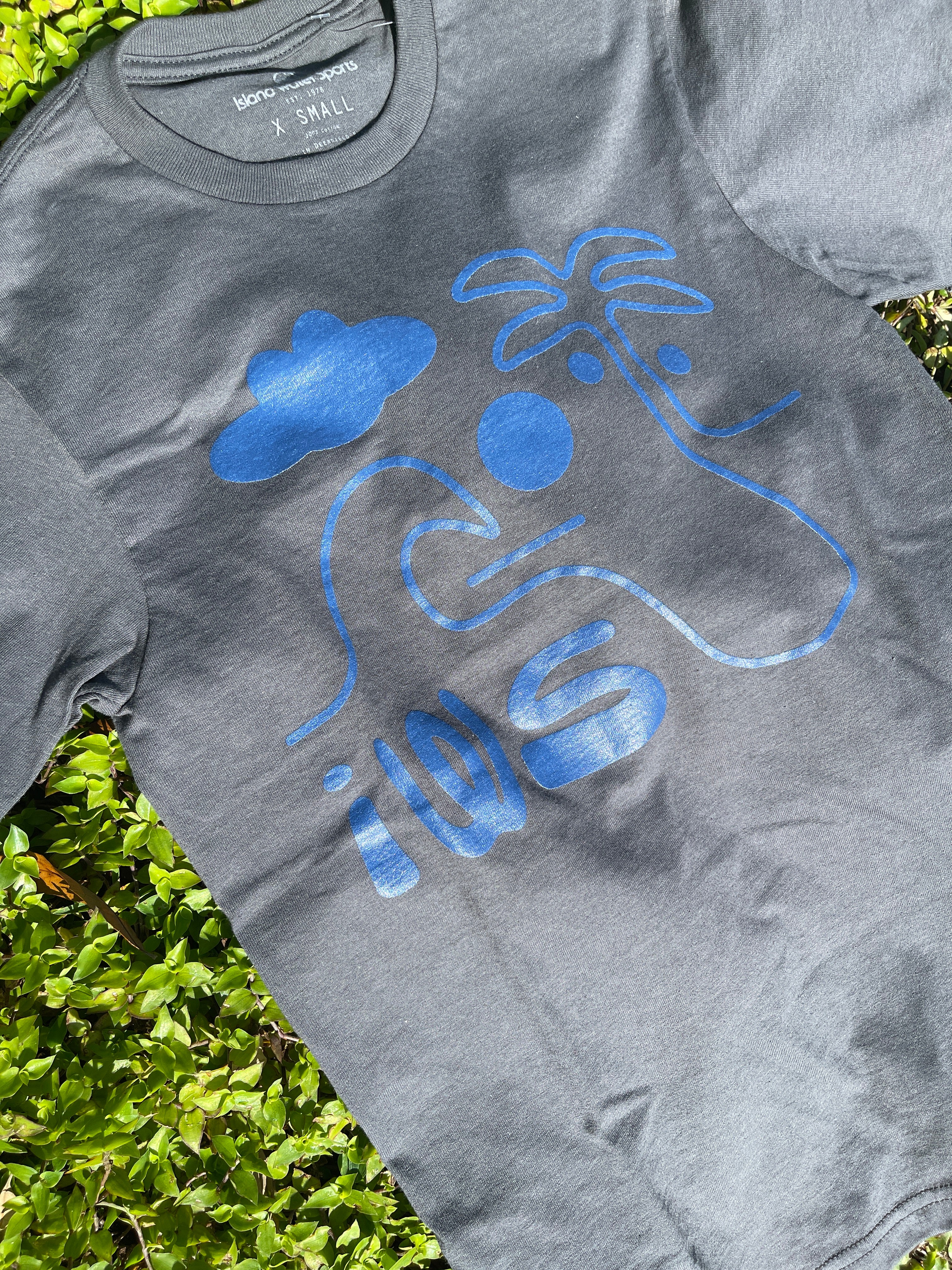 Island Water Sports Single Line SS Tee Grey/Navy S