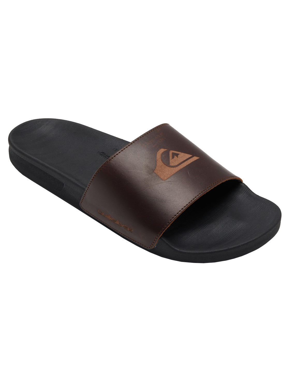 Quiksilver Rivi Leather Slide Mens Sandal XCKC-Brown-Black-Brown 13