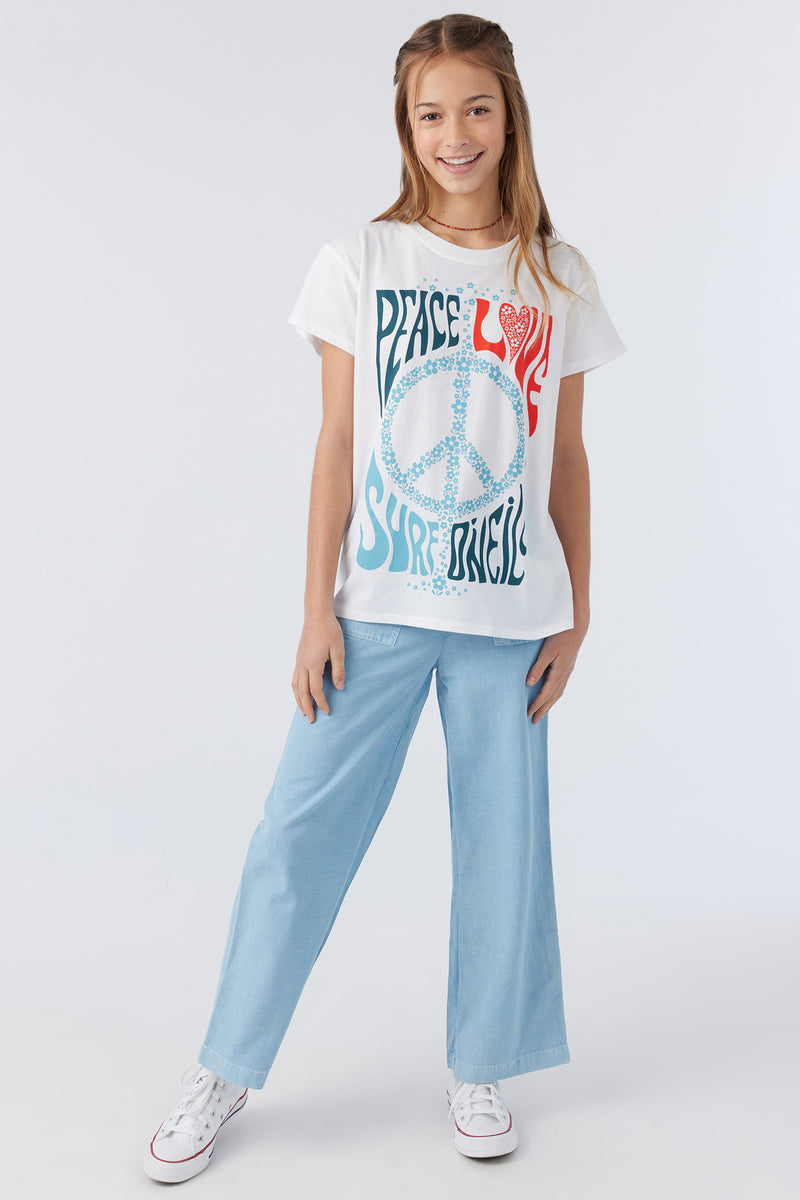 O'Neill Girls Peace And Love SS Tee WHT XL