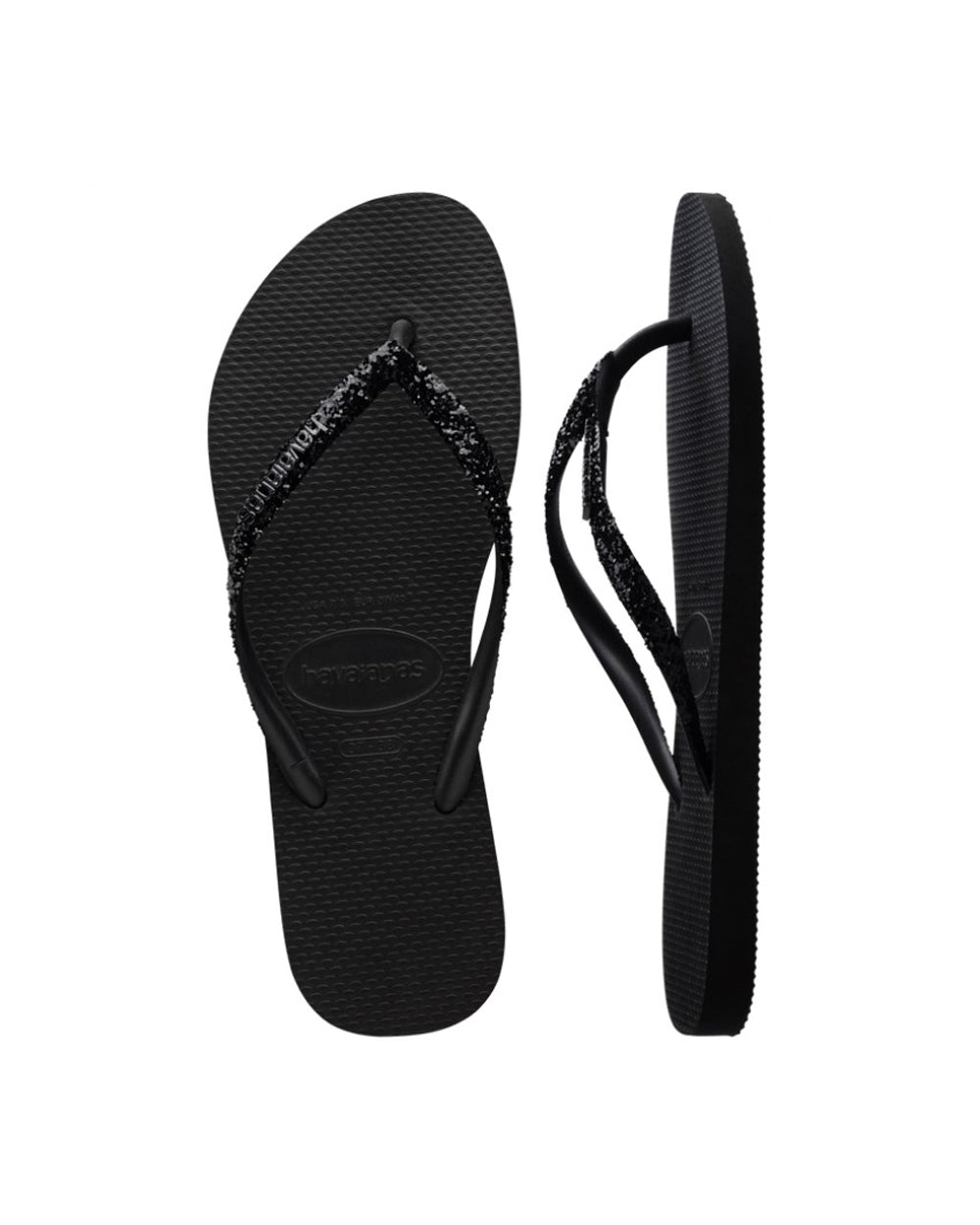 Havaianas Slim Glitter 2 Womens Sandal 4057-Black-Dark Grey 6