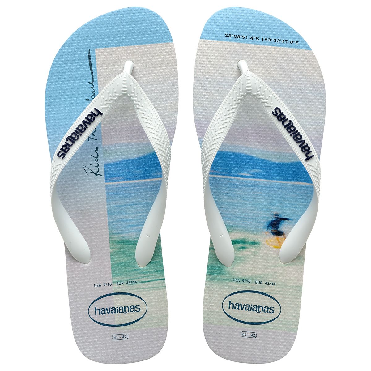 Havaianas Hype Mens Sandal 0175-White-White-Navy Blue 9