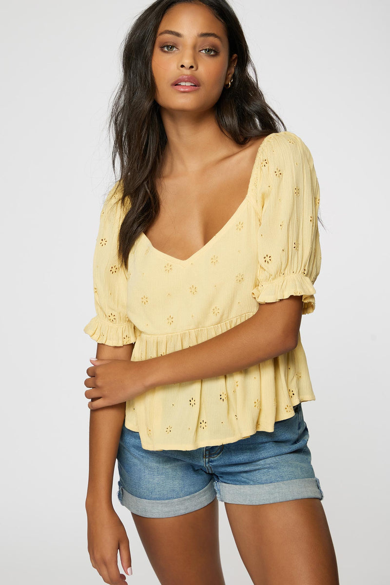 O'Neill Isabel Eyelet Top STR-Straw M