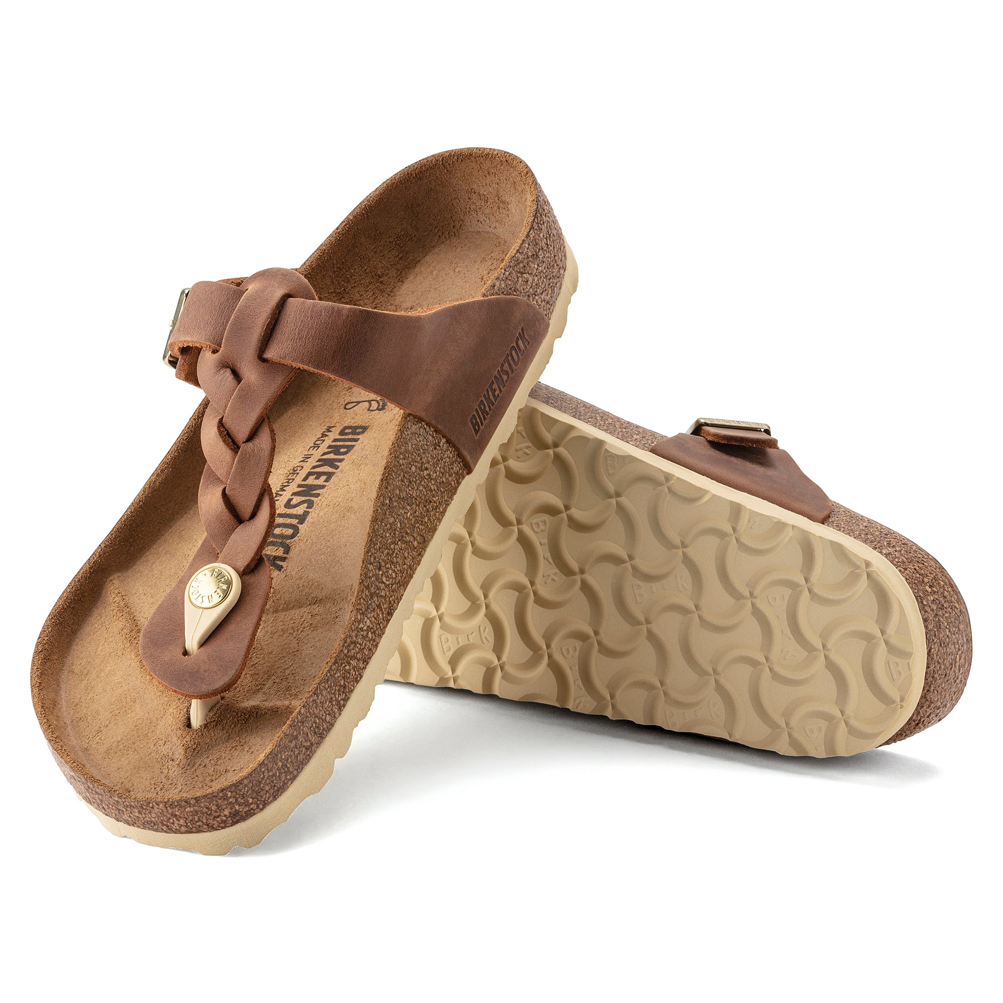 Birkenstock Gizeh Braid Womens Sandal Oiled Leather-Cognac 7