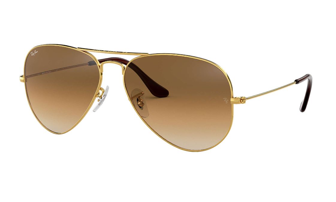 Ray Ban Aviator Large Metal Sunglasses Gold Crystal Brown Aviator