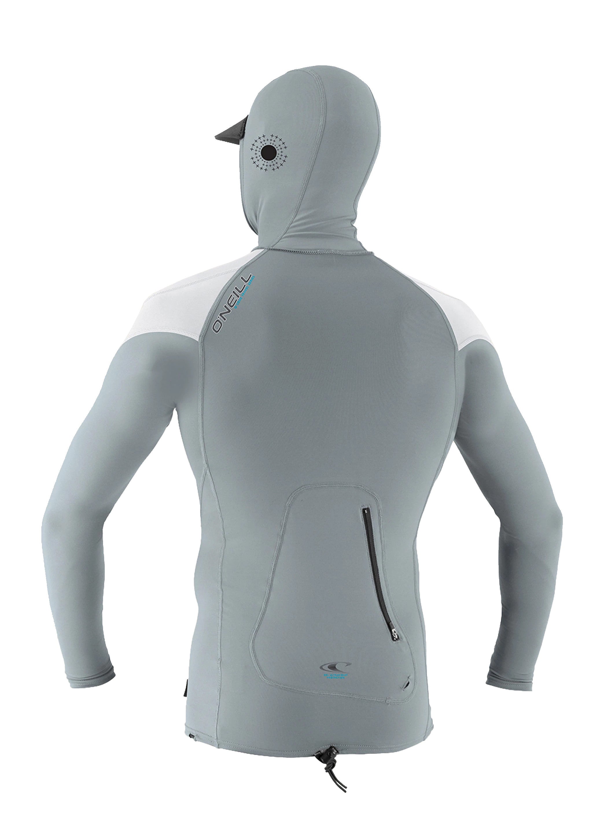 O Neill Premium Skins O Zone L/S Rashguard W/Hood DP1-Cool Grey-White-White S