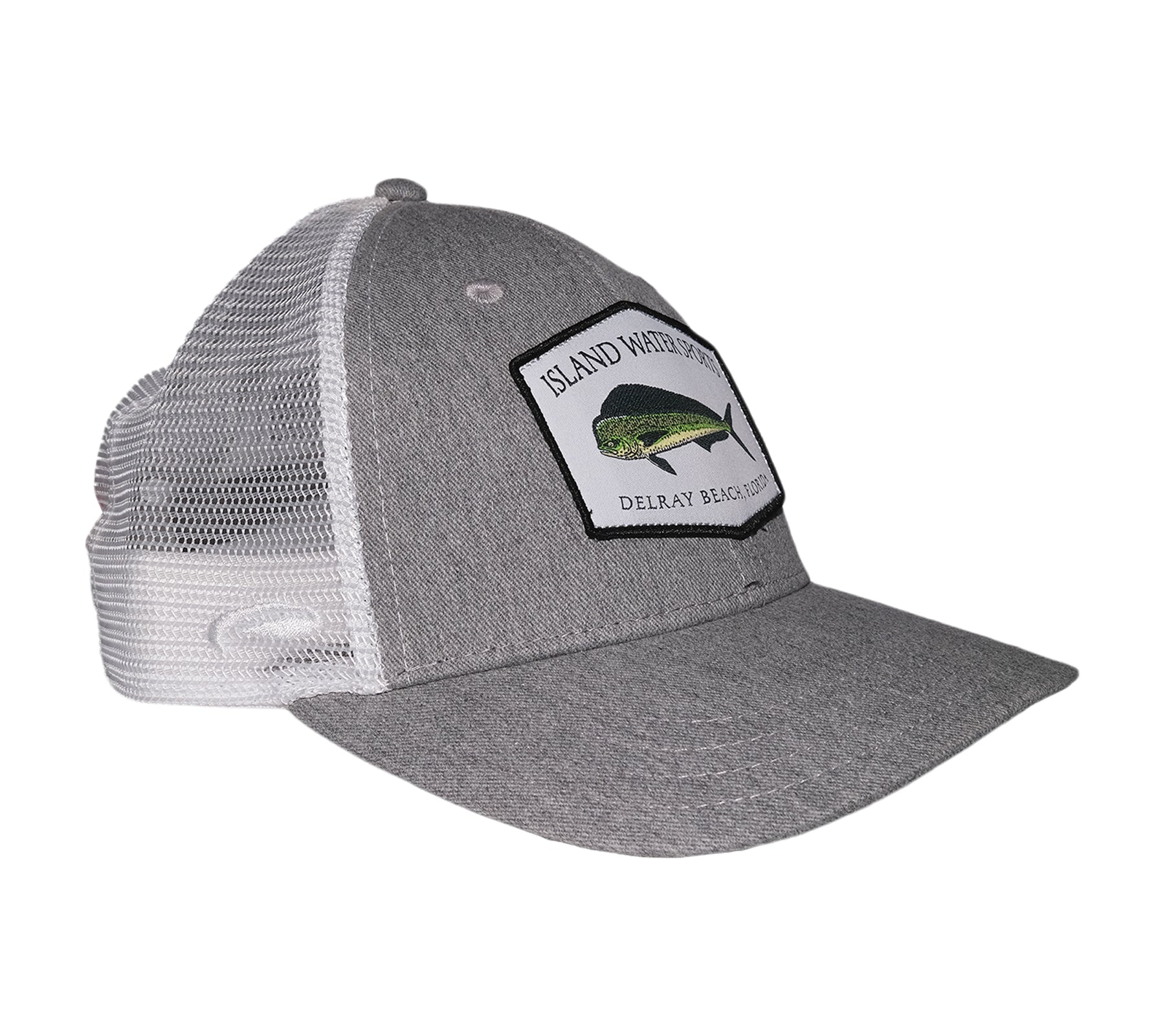 Island Water Sports Delray Beach Baseball Hat Mahi GreyHeather