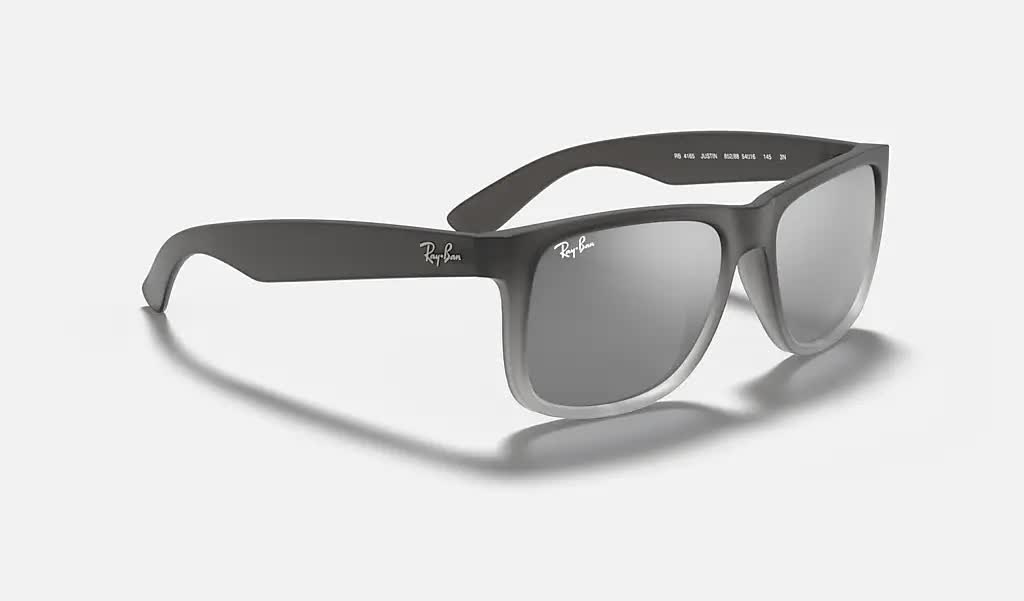 Ray Ban Justin Polarized Sunglasses RubberGrey/Transparent GreySilverMirror Wayfarer