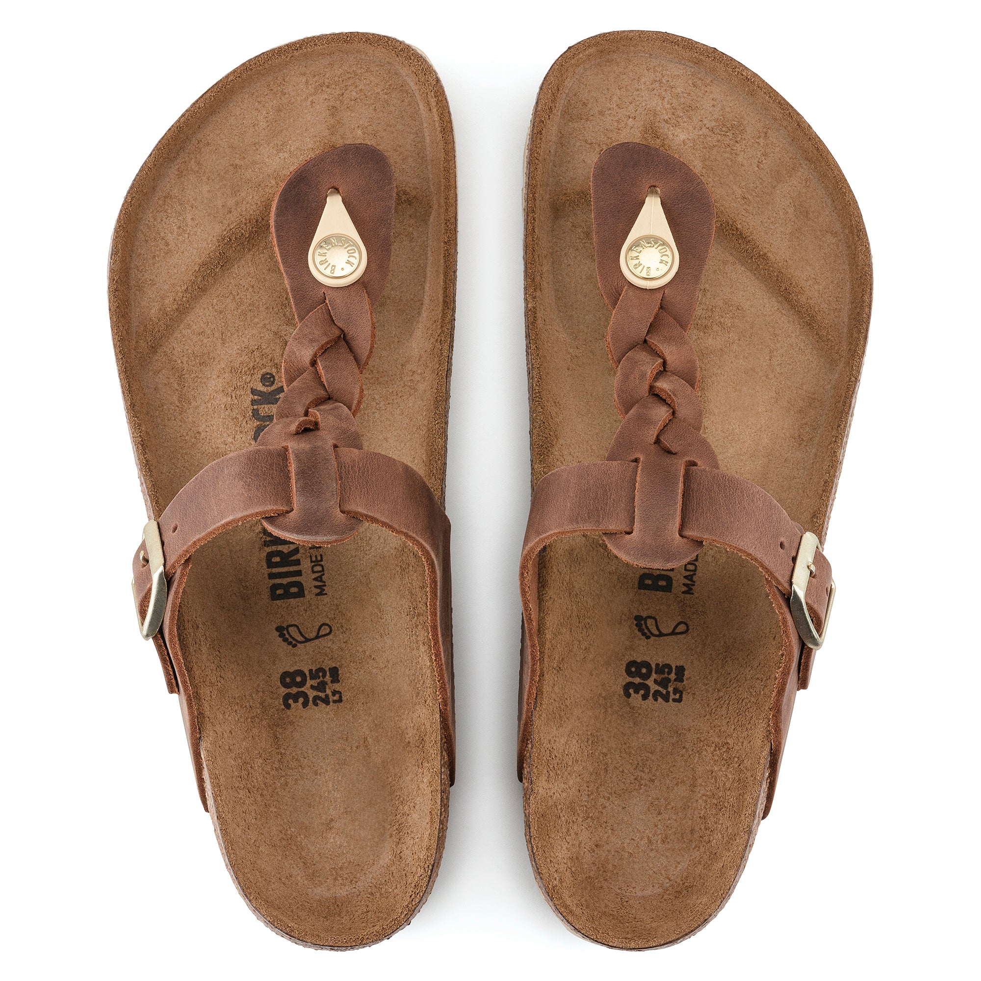Birkenstock Gizeh Braid Womens Sandal Oiled Leather-Cognac 7