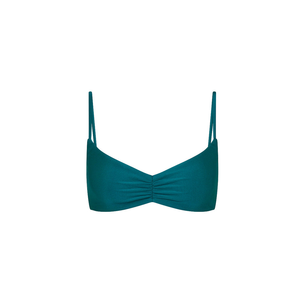 KULANI KINI Gathered Mini Crop Bikini Top LagunaHaze XS
