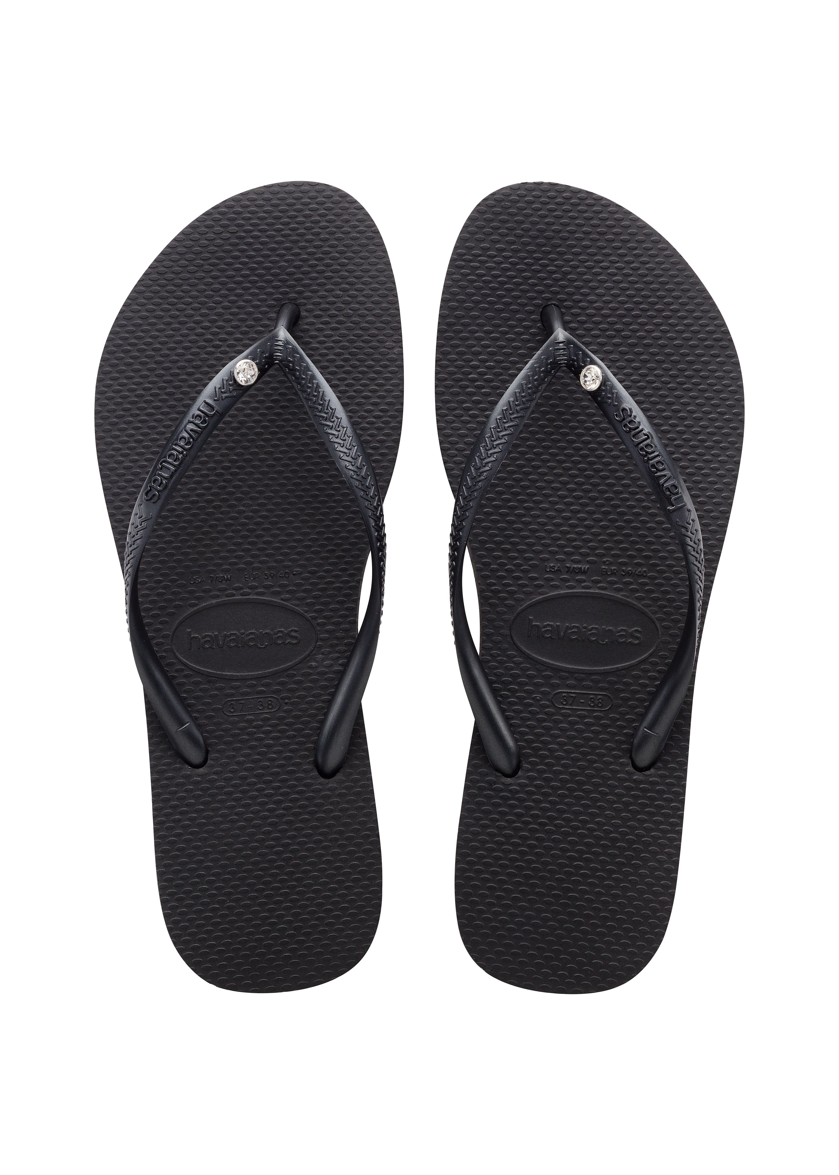 Havaianas Slim Crystal SW 2 Womens Sandal 0090-Black 9