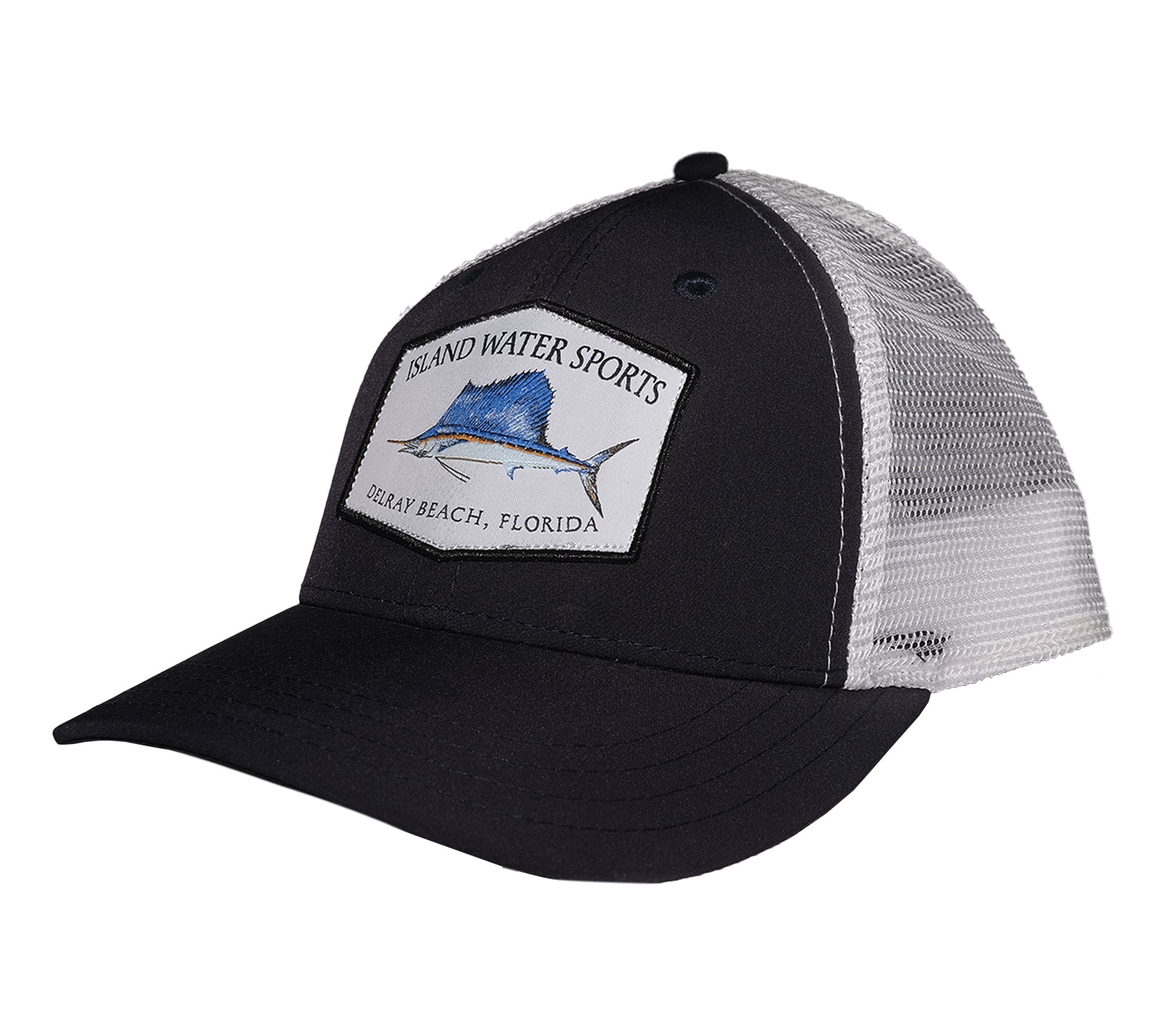 Island Water Sports Delray Beach Baseball Hat Marlin Navy
