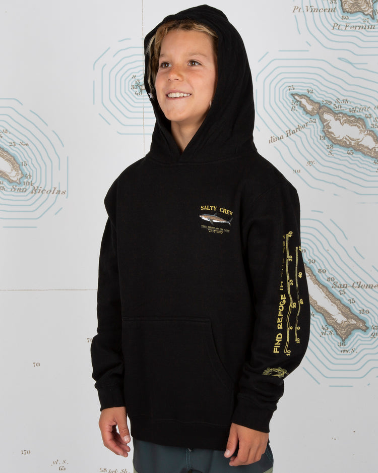 Salty Crew Bruce Boys Hood Fleece Black M