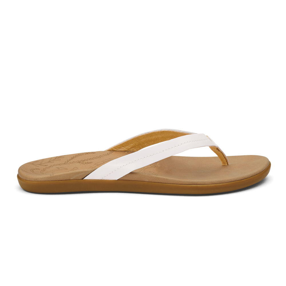 Olukai Honu Womens Sandal WBGS-Bright White-Golden Sand 8
