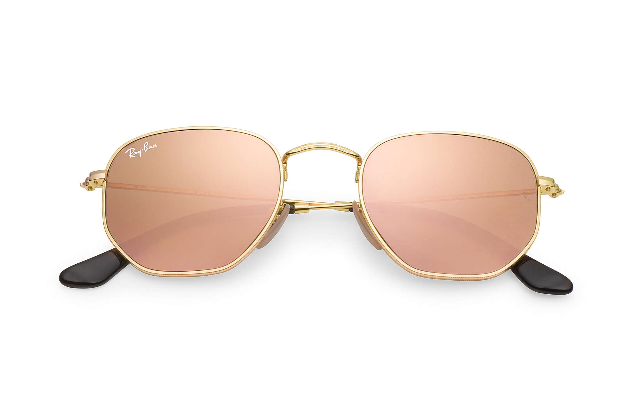 Ray Ban Hexagonal Polarized Sunglasses Gold CopperFlash Hexagonal