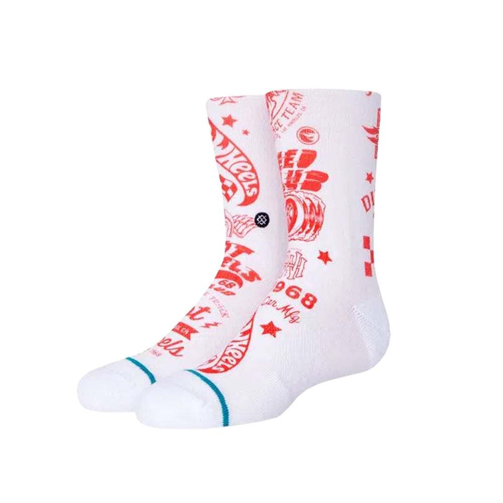Stance Kids Hot Wheels Fade Crew Socks White L