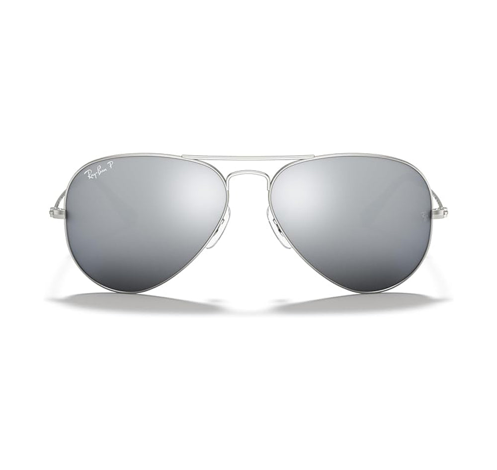 Ray Ban Aviator Large Metal Sunglasses MatteSilver DarkGreyMirror Aviator